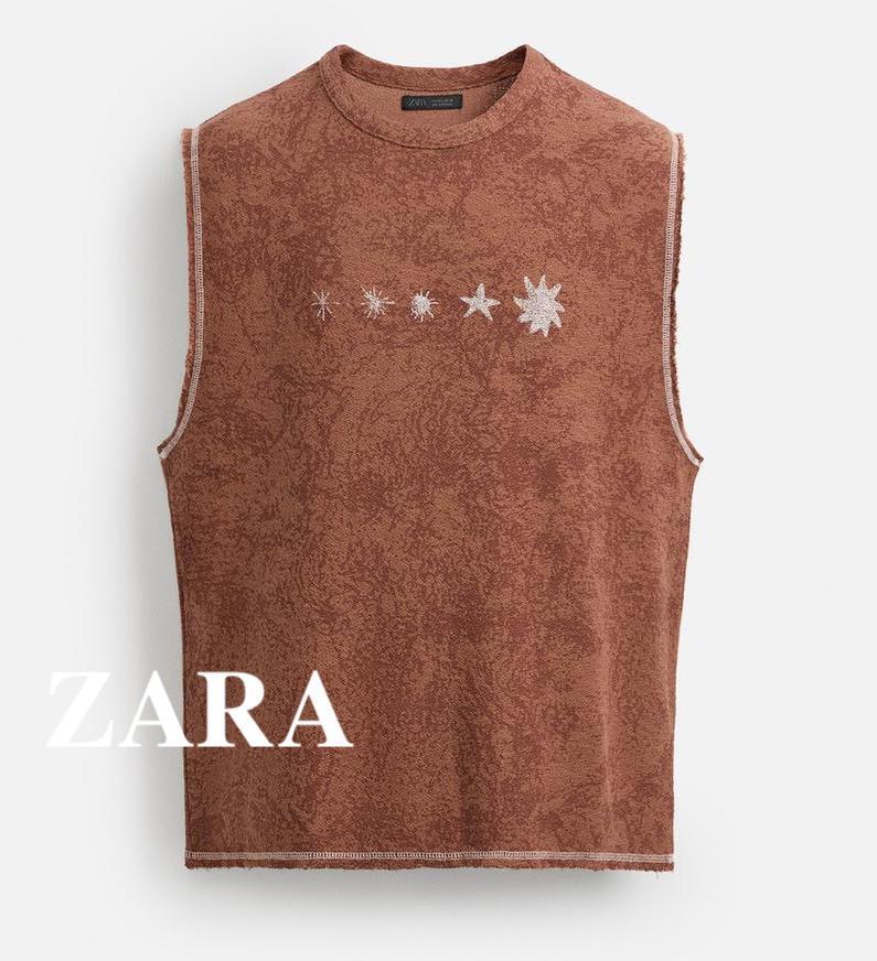 ★ドイツ発*ZARA*新作*ウォッシュ加工プリントニットタンク/R★