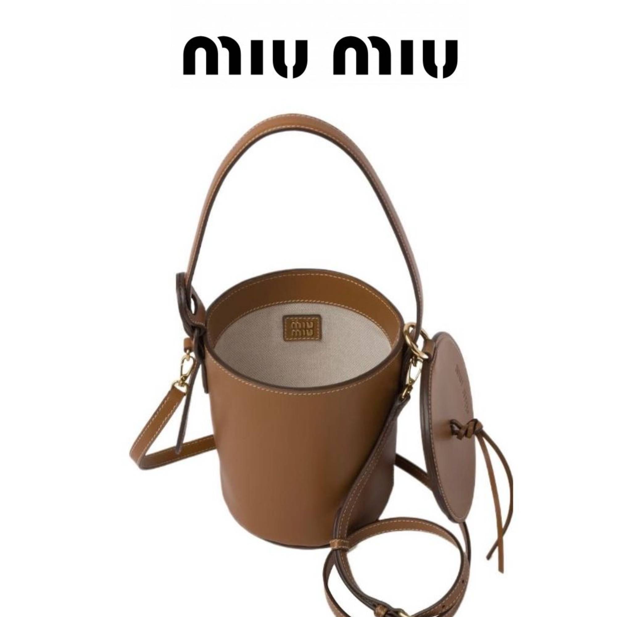 ★送料関税込★MIUMIU レザー バケット ショルダーバッグ
