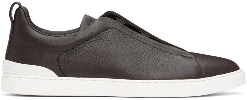 【関税込み】ZEGNA ブラウン Triple Stitch スニーカー