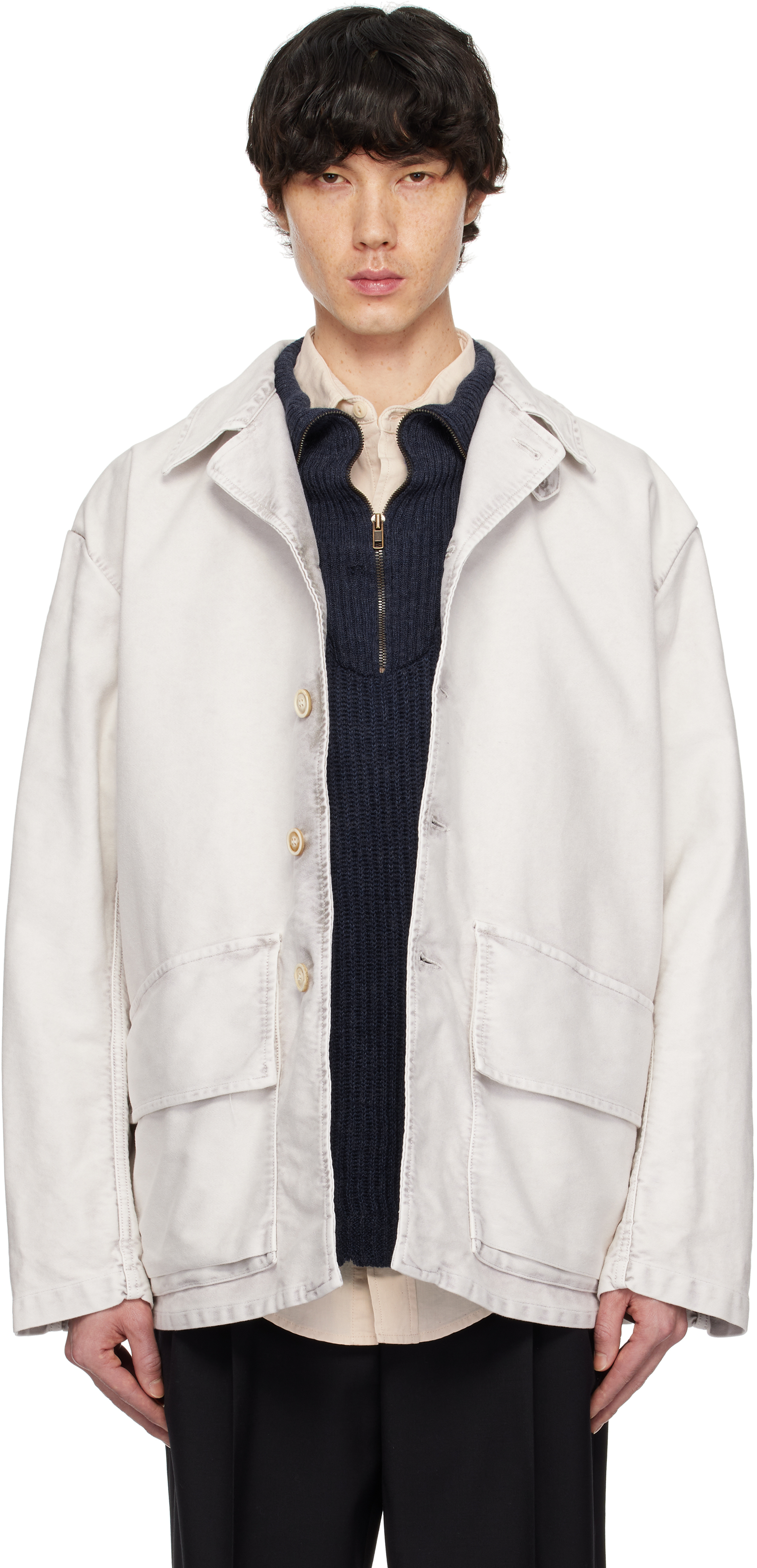 【関税込み】Maison Margiela グレー コットン シャツジャケット