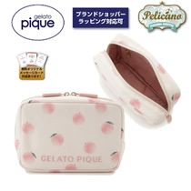 gelato pique(ジェラートピケ) ポーチ ジェラピケ★【gelato pique】桃柄 スクエア型マルチポーチ