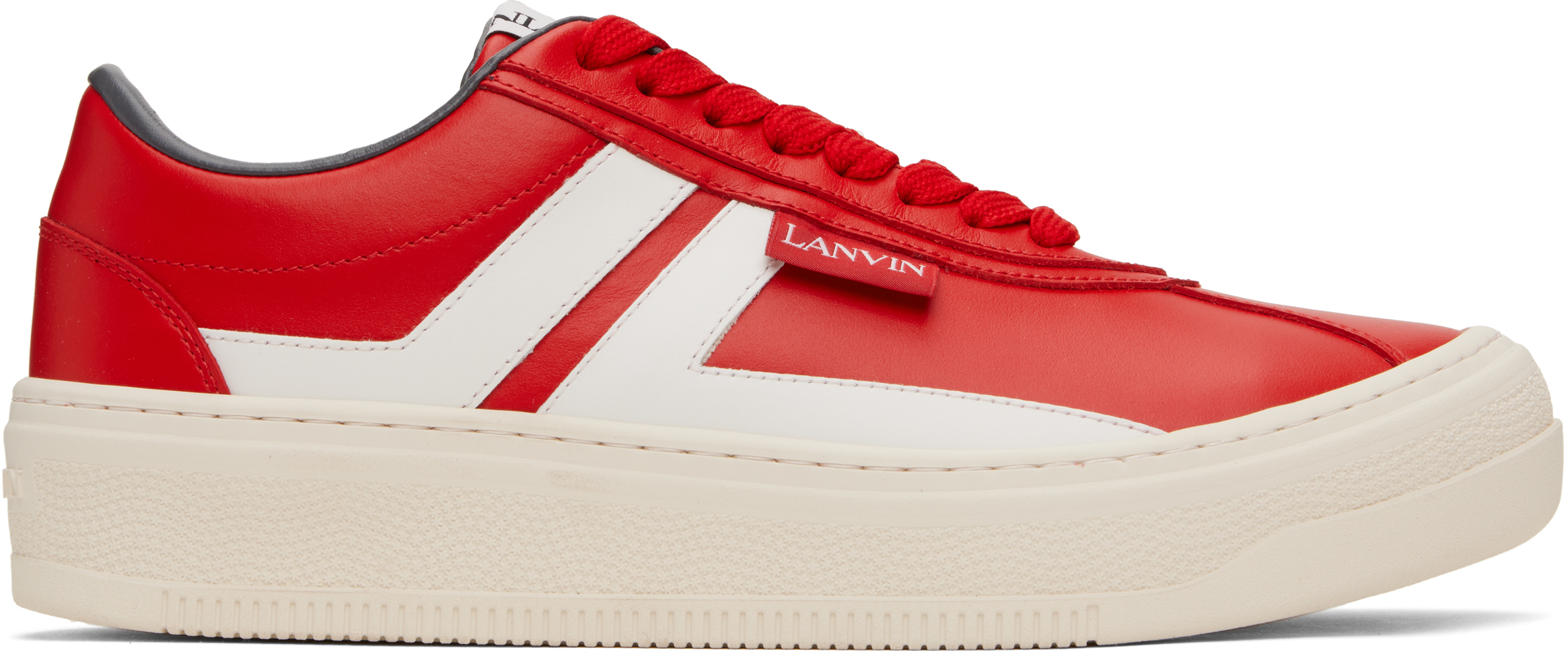【関税込み】Lanvin レッド 'Lanvin' Cash レザースニーカー
