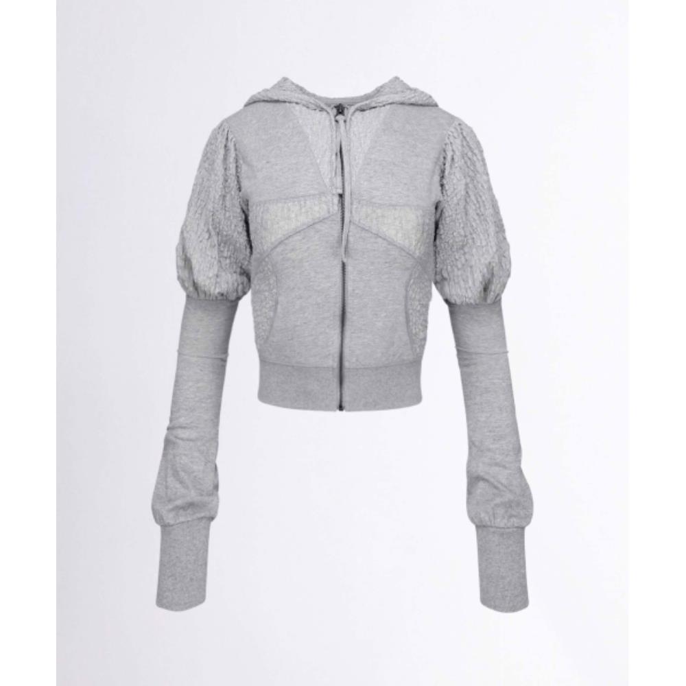★SCULPTOR★ Puff Sleeve ZipUp Hoodie Melange Gray SC25S104M