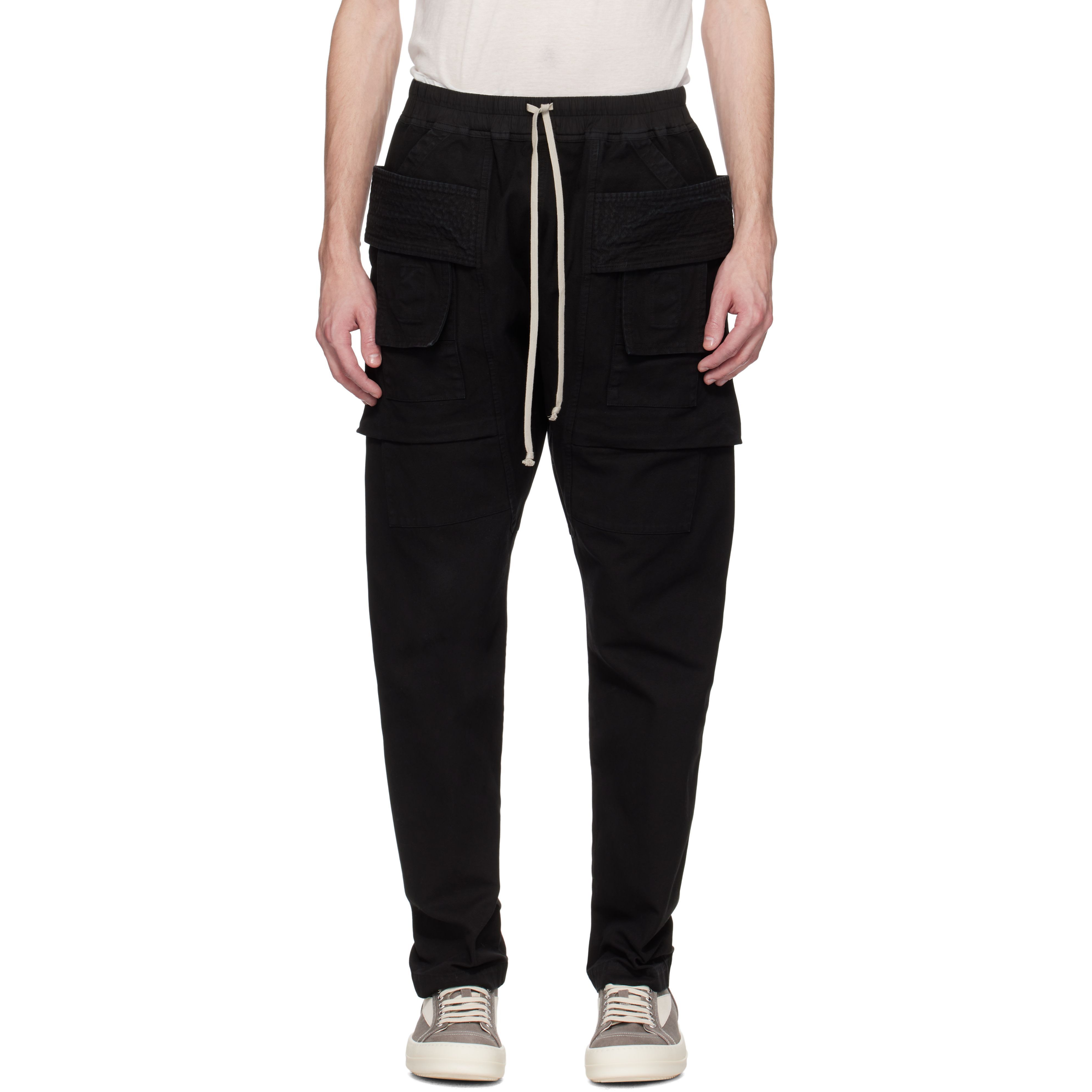 Rick Owens DRKSHDW ブラック Creatch Drawstring カーゴパンツ