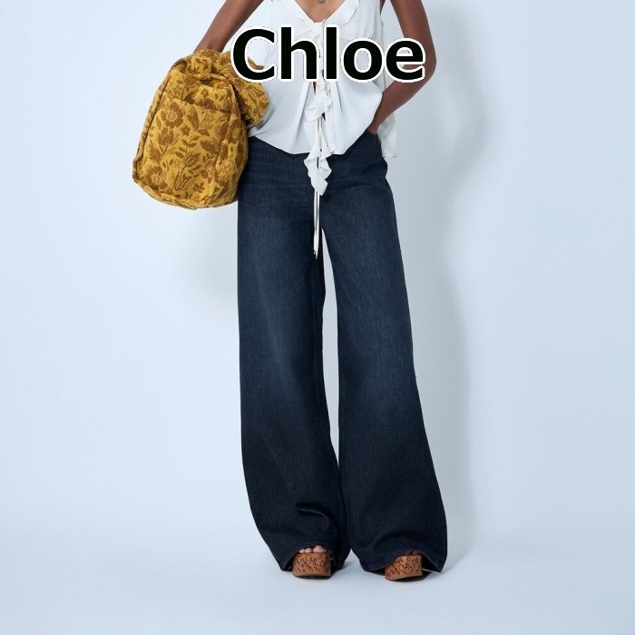 ★SALE★【送料関税無料】Chloe ハイライズワイドレッグジーンズ