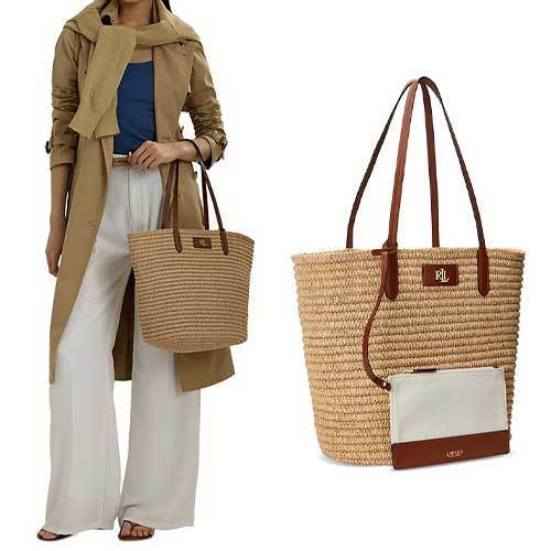 Lauren Ralph Lauren★Straw Brie Tote Bag かごトートバッグ