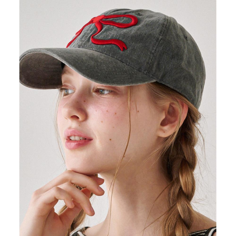 キャップ \"RONRON\" HEART RIBBON BALL CAP CHARCOAL RR24ABC3531CC