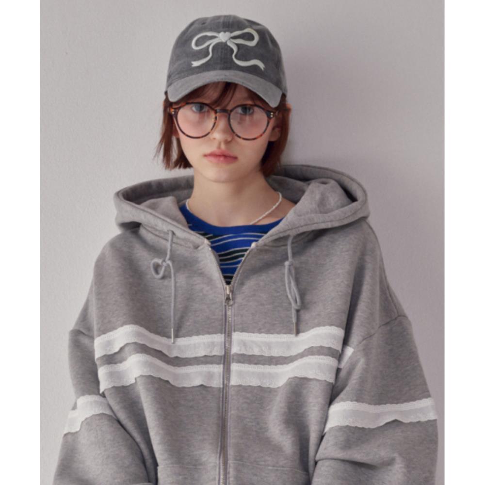 キャップ \"RONRON\" HEART RIBBON BALL CAP CHARCOAL CREAM RR24ABC3531CR