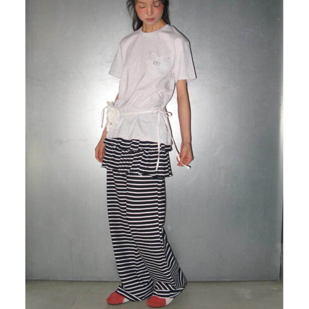 パンツ \"RONRON\" STRIPE CANCAN RUFFLE LAYERED PANTSKIRT NAVY RR25APS