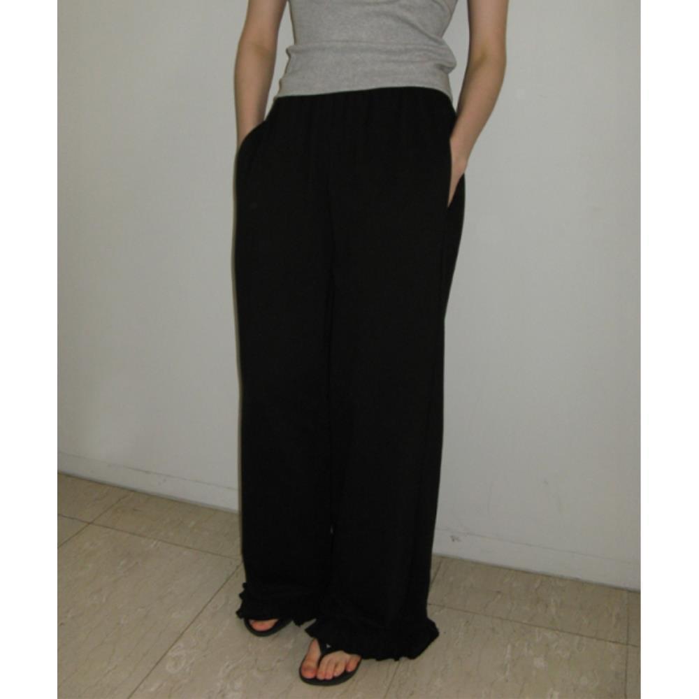 パンツ \"RONRON\" RUFFLE WRAPOVER PANTS BLACK RR25BPT4242BK