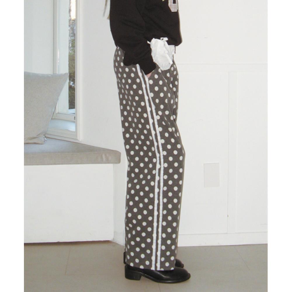 パンツ \"RONRON\" DOT LACE LINE SWEAT PANTS CHARCOAL RR25APT4161CC