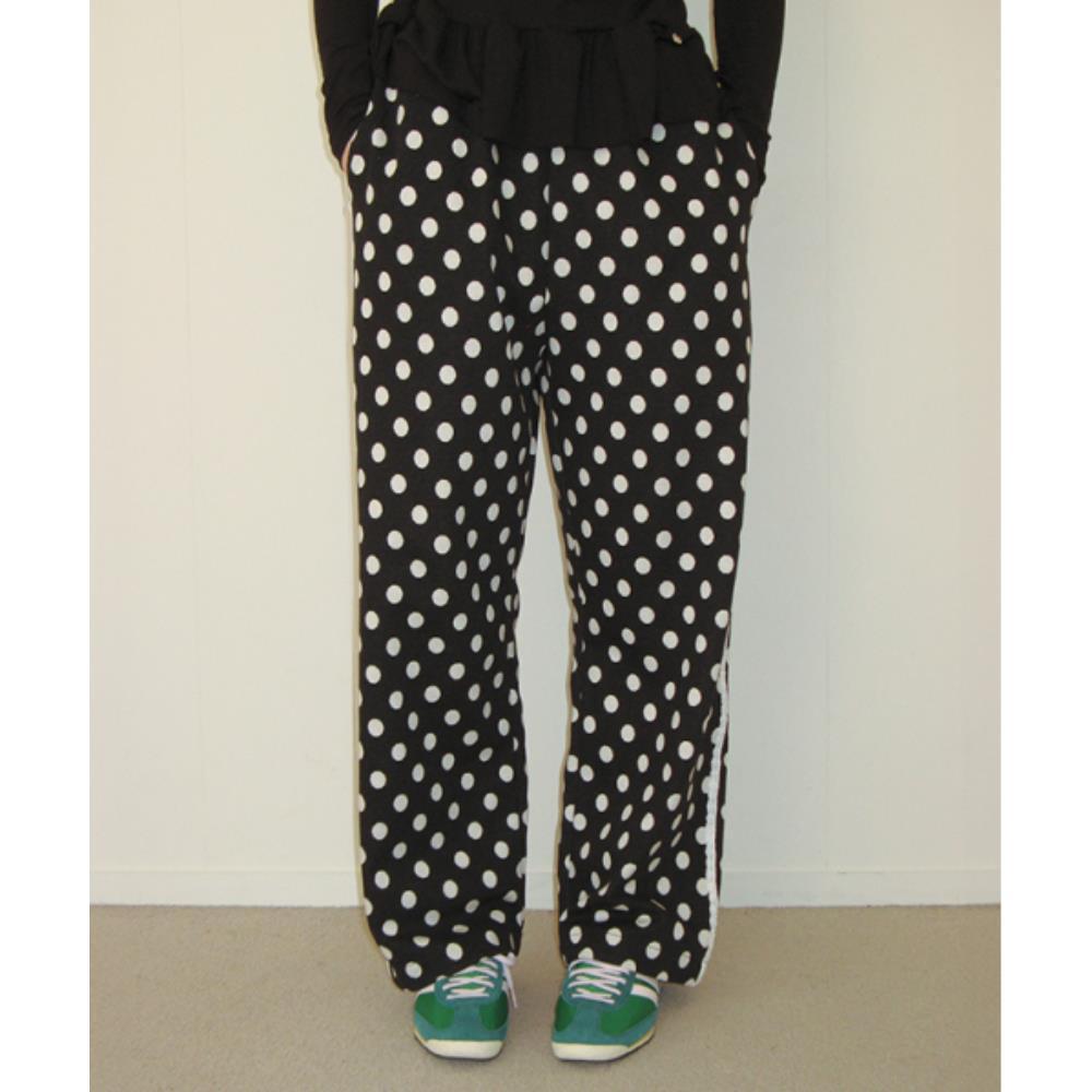 パンツ \"RONRON\" DOT LACE LINE SWEAT PANTS BLACK RR25APT4161BK