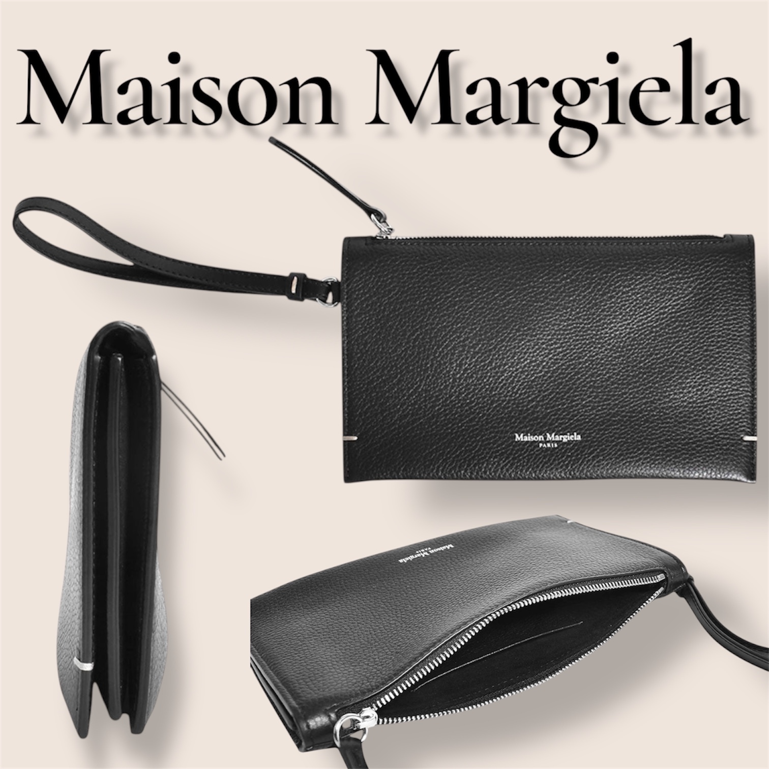 【Maison Margiela】レザーハンドバッグ ブラック