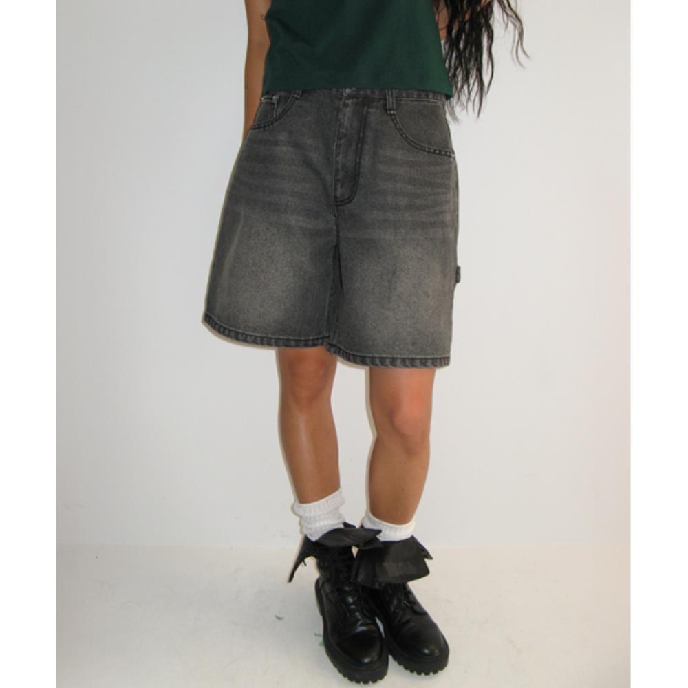 ショートパンツ \"RONRON\" HEART POCKET CARPENTER SHORT DENIM PANTS BLACK RR25