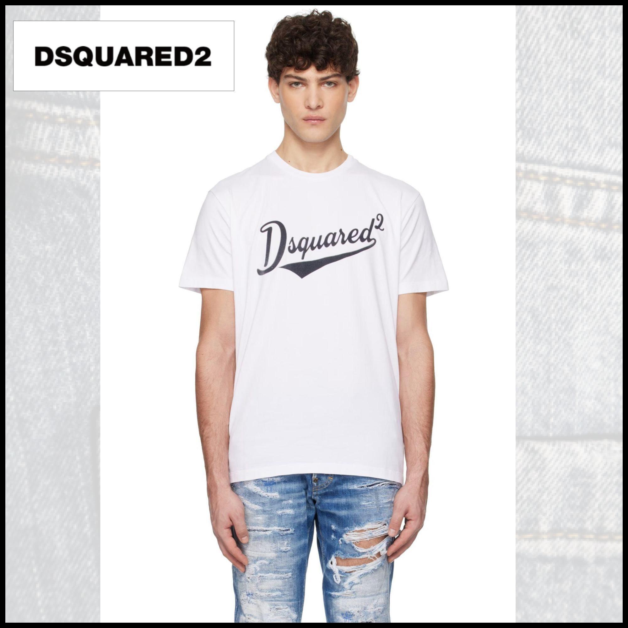 【DSQUARED2】Cool Fit Velvet ロゴ入りTシャツ（ホワイト）