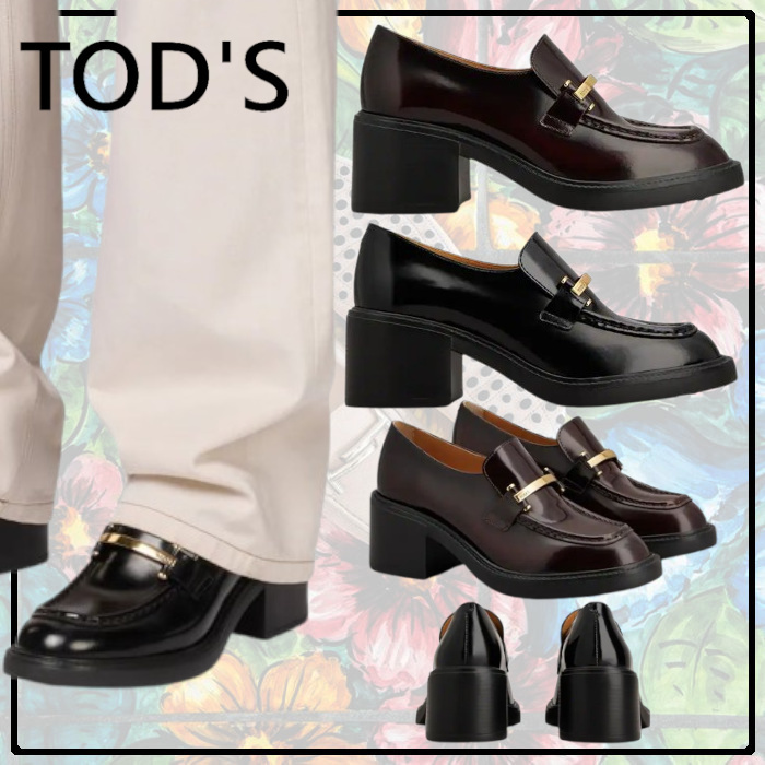 TOD'S(トッズ)◆直営買付 ロゴ入りメタルバー レザー ローファー