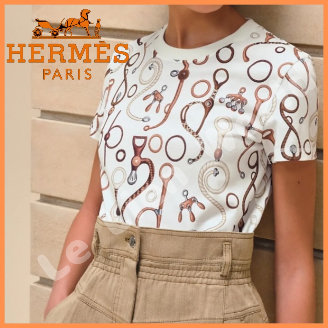 【人気 】HERMES Tシャツ パノプリ・トゥ・キュイールジャージー