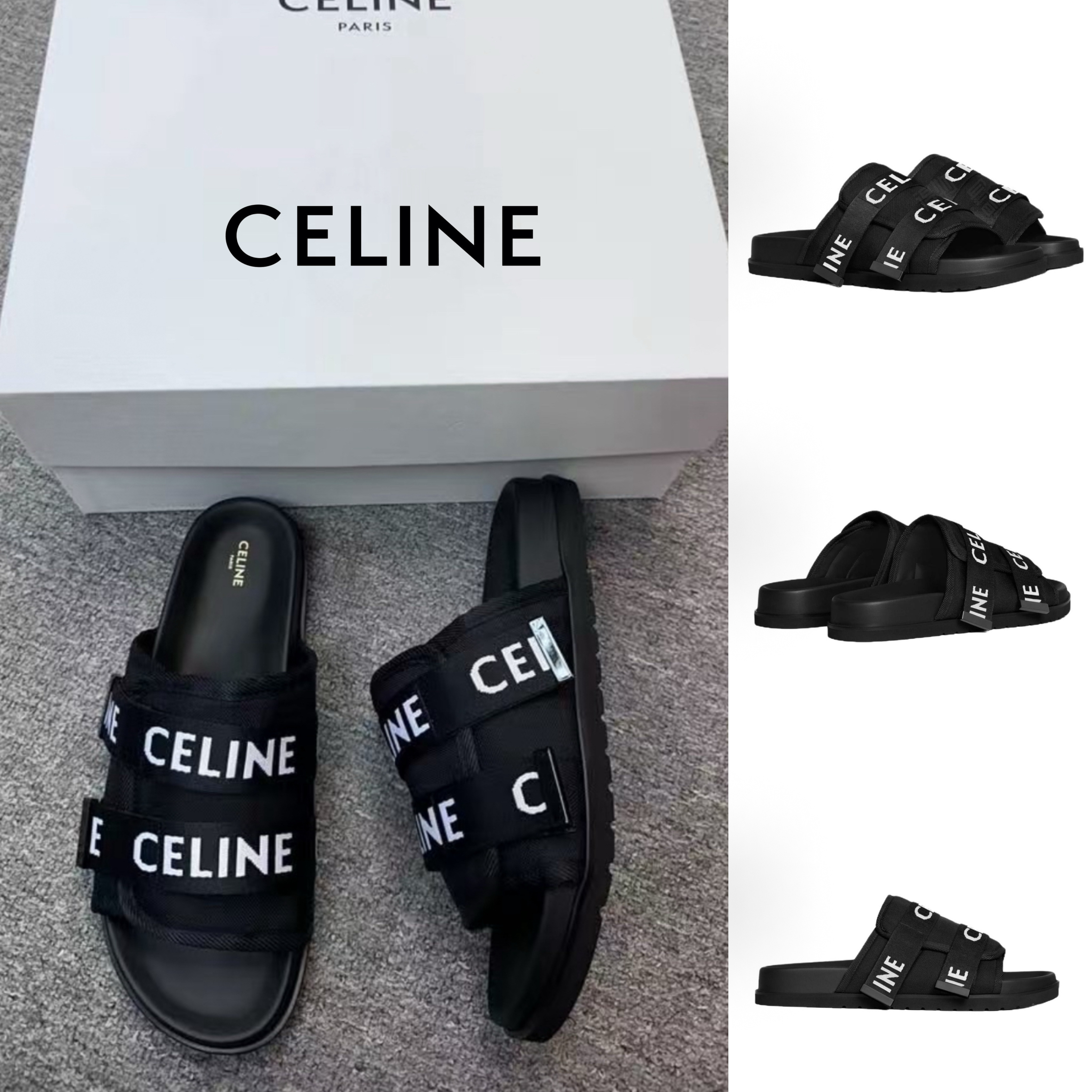 【CELINE】Pitea モード映え★ロゴテープ厚底スライド