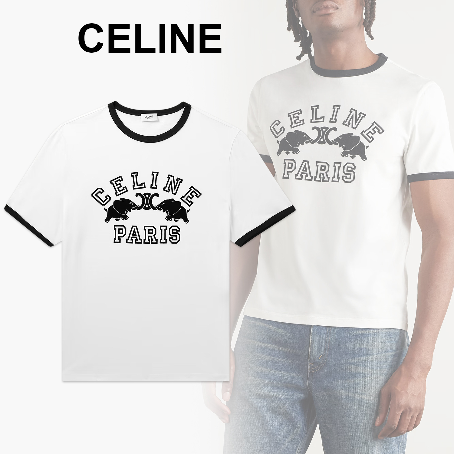 ◆CELINE◆ スリムフィット ロゴ コットンジャージー Tシャツ