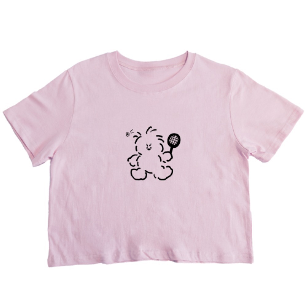★AWESOMEUS★ A TENNIS CHICK Crop Short Sleeve T-Shirt 5COLO