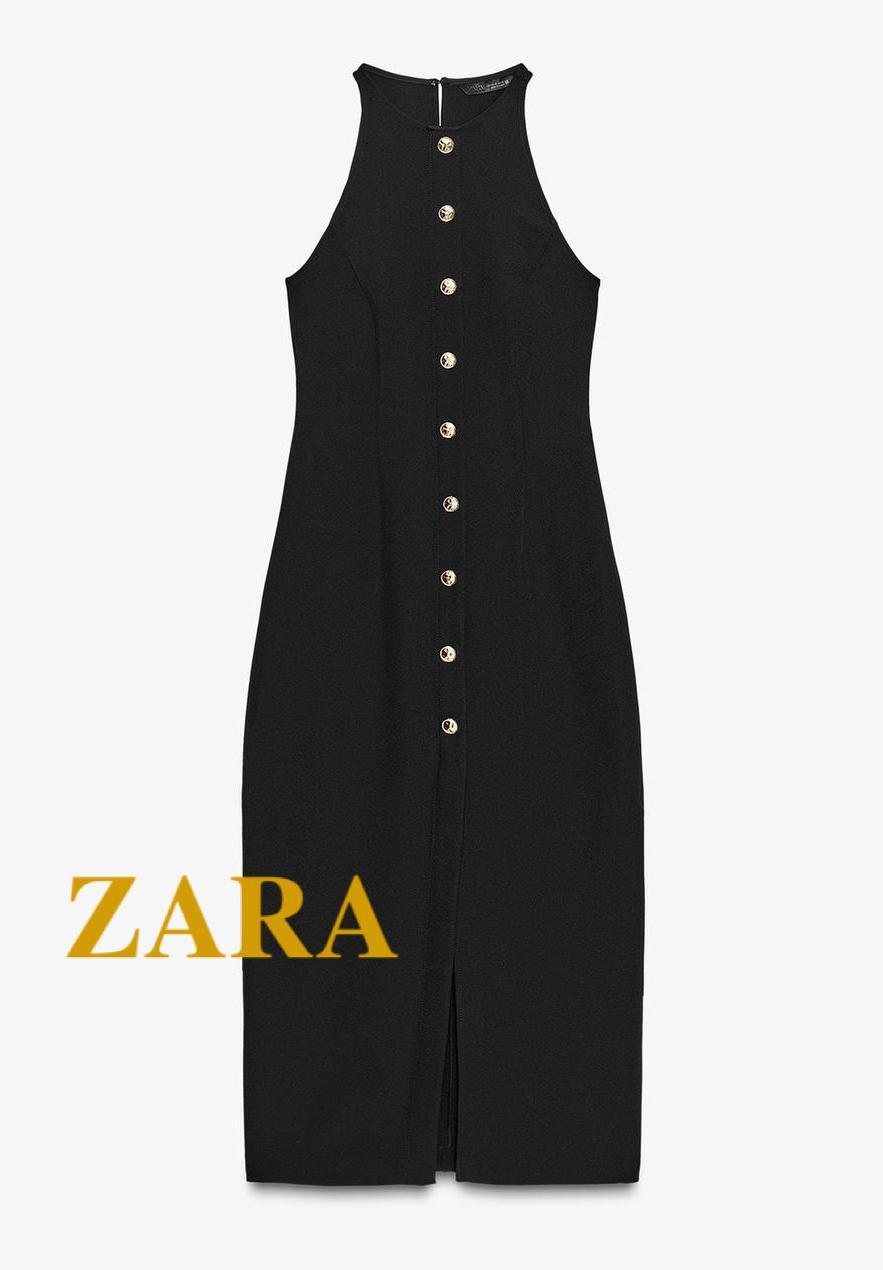 ☆ドイツ発*ZARA*新作*GOLDボタンクレープドレス☆