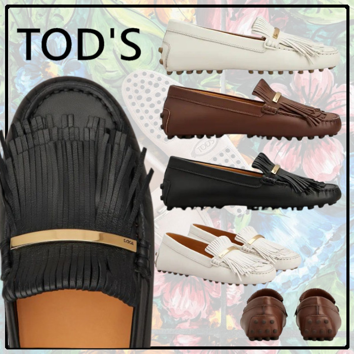 TOD'S◆直営買付 ゴンミーニ レザー ロゴ フリンジ ローファー