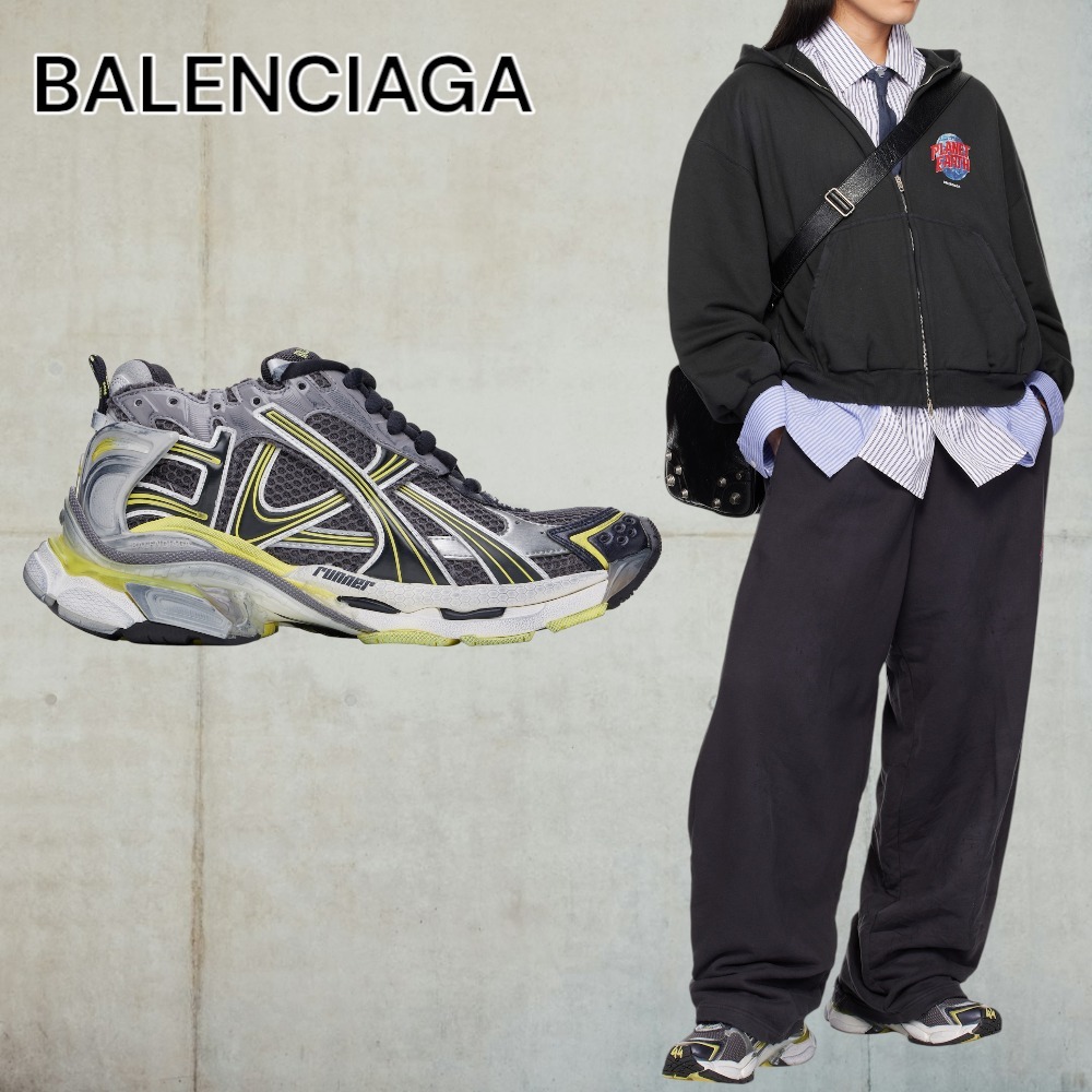 【BALENCIAGA】グレー＆イエロー ランニングスニーカー