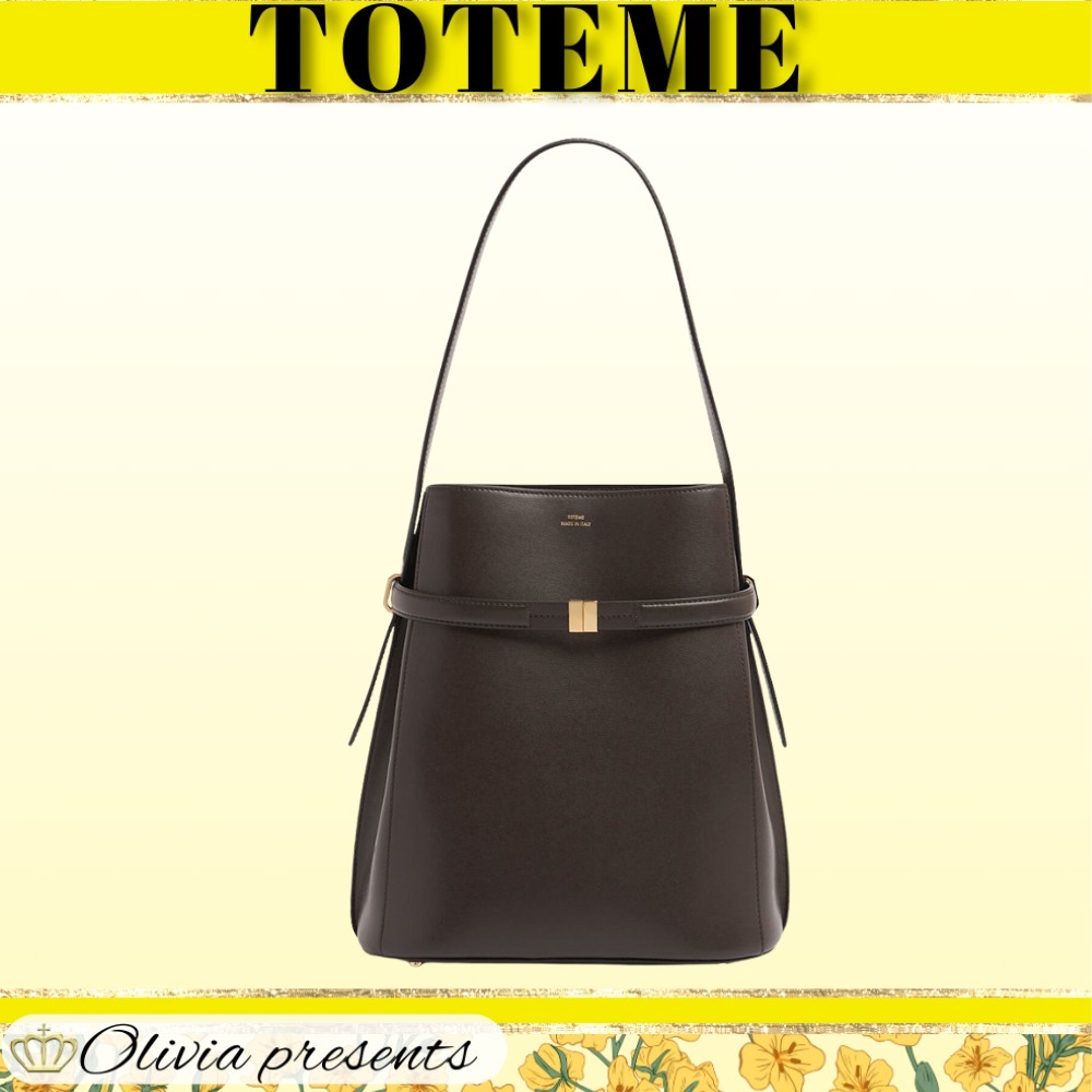【Toteme】ストラップ付きナッパレザーのバケットバッグ