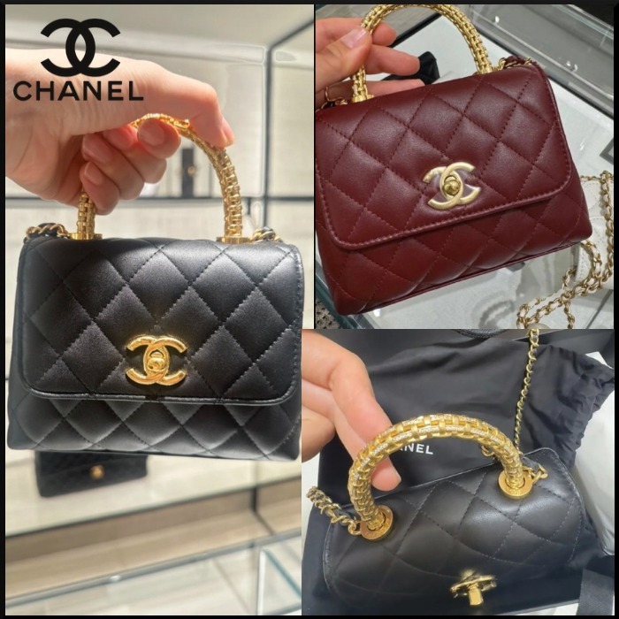 【ゴールドのハンドルがゴージャス♪】CHANEL ココハンドル