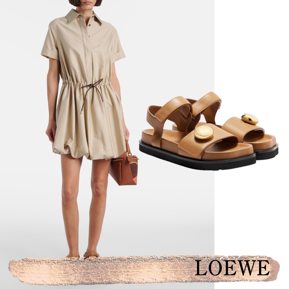 Loewe☆関税込☆ペブル ブラウン レザーサンダル