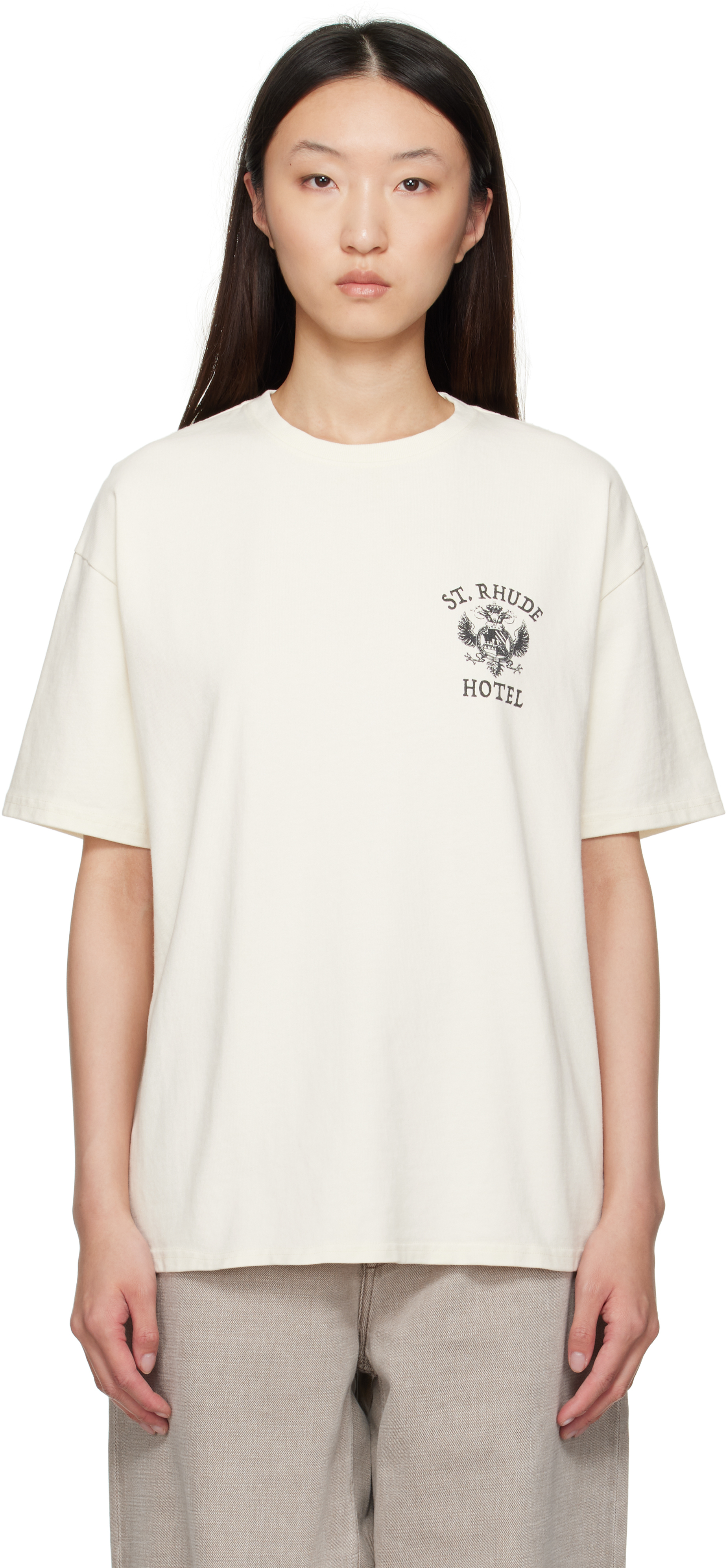 【関税込み】Rhude オフホワイト 'St. Rhude' Seal Tシャツ