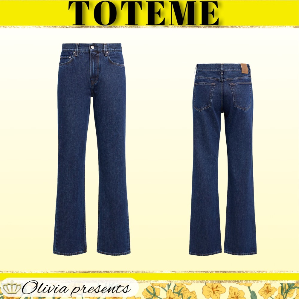 【Toteme】コットンデニムのストレートローウエストジーンズ