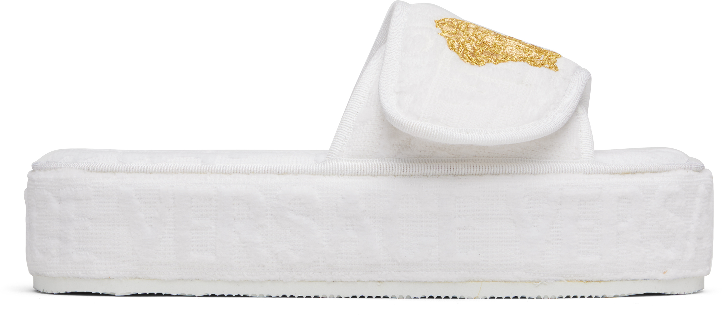 【関税込み】Versace ホワイト 'Versace Allover' スリッパ