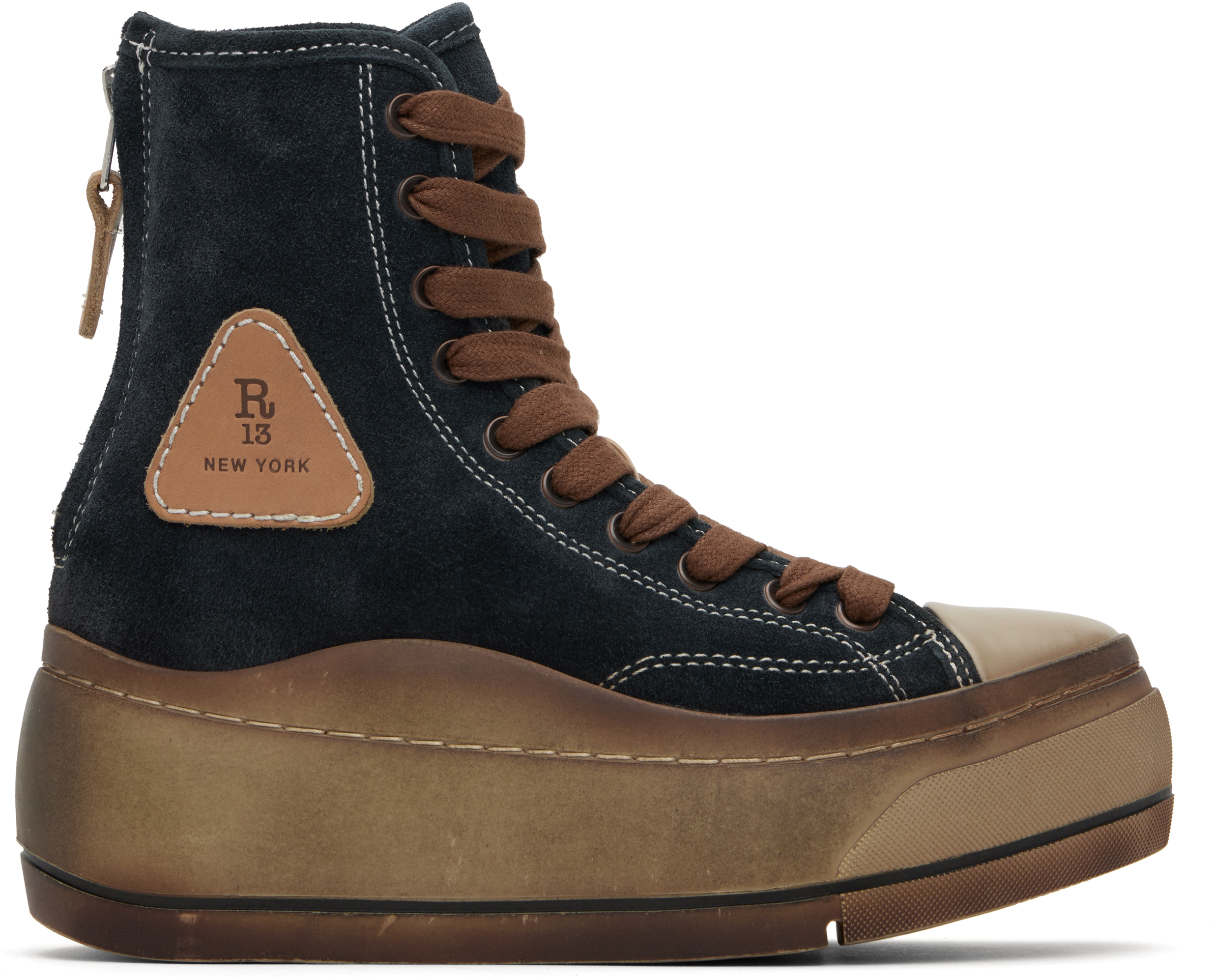 【関税込み】R13 ネイビー Tall Kurt ディストレス スニーカー