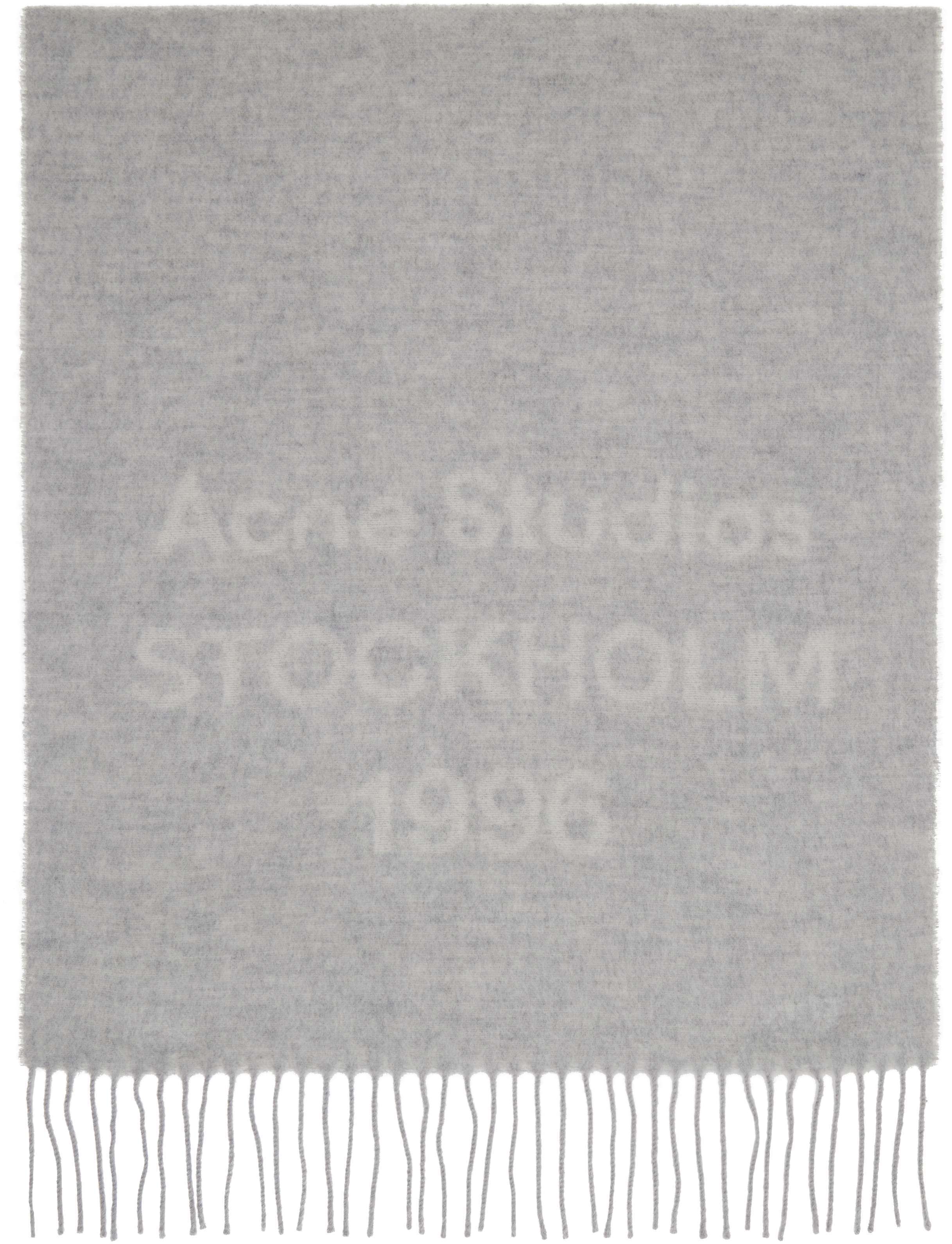 【関税込み】Acne Studios グレー ジャカードロゴ マフラー