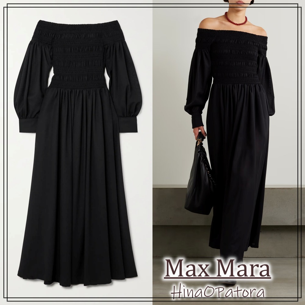 関送込*Max Mara*オフショルダー ロングスリーブ ドレス