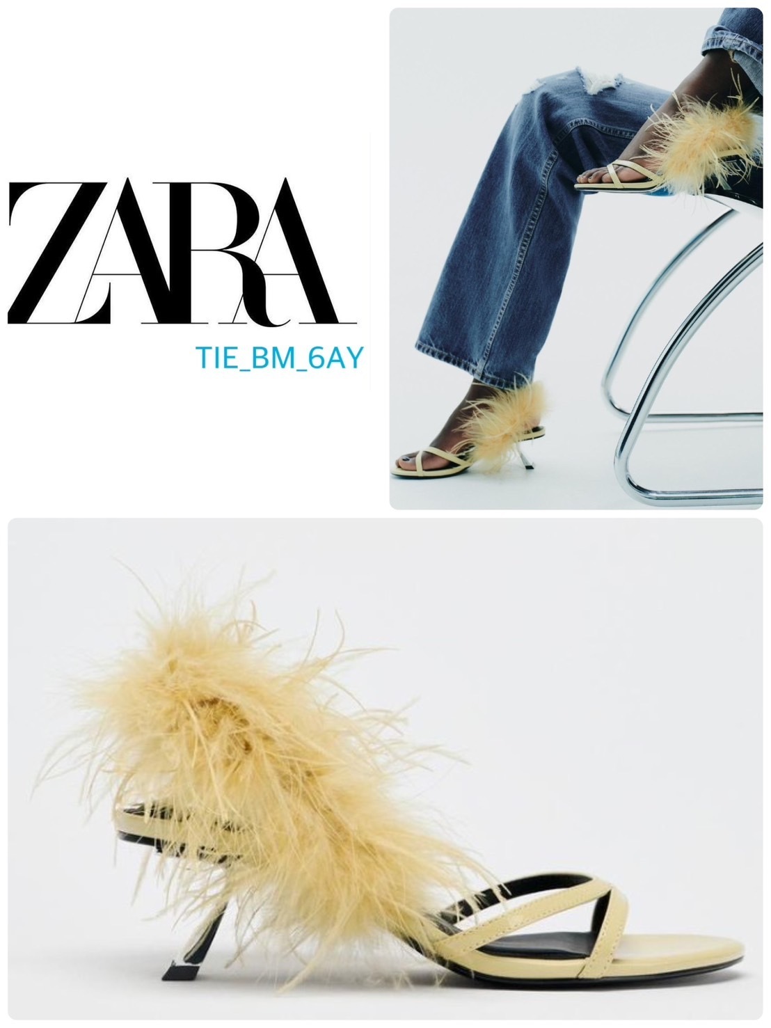 スペイン発送 ZARA メタリックフェザーヒールサンダル 数量限定