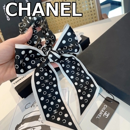 ◆人気【CHANEL】リボンシュシュ ドット柄｜上品＆可愛い