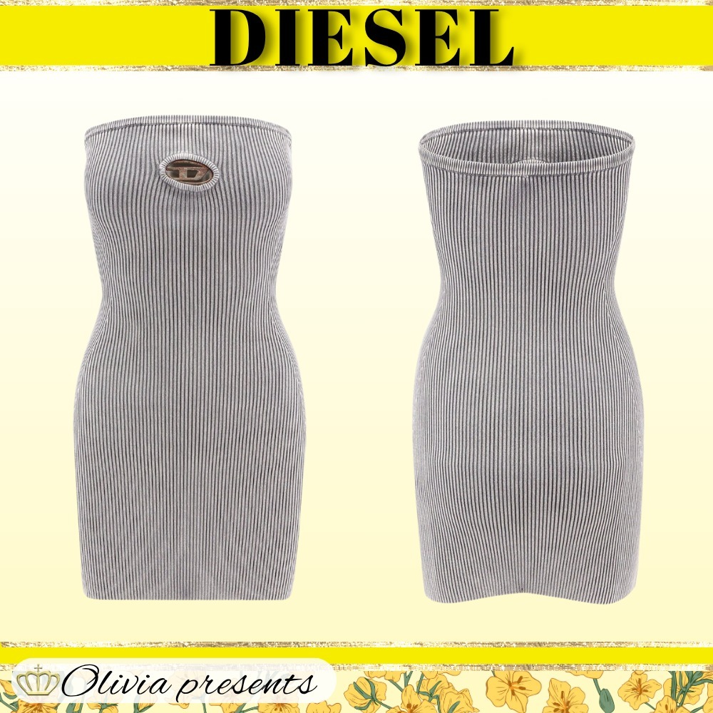 DIESEL>>M-Scolor ロゴ プレート ストラップレス ドレス