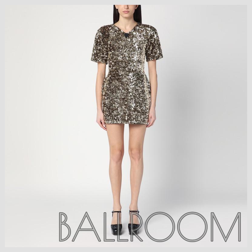 ワンピース MARC JACOBS GOLD MINI DRESS WITH SEQUINS
