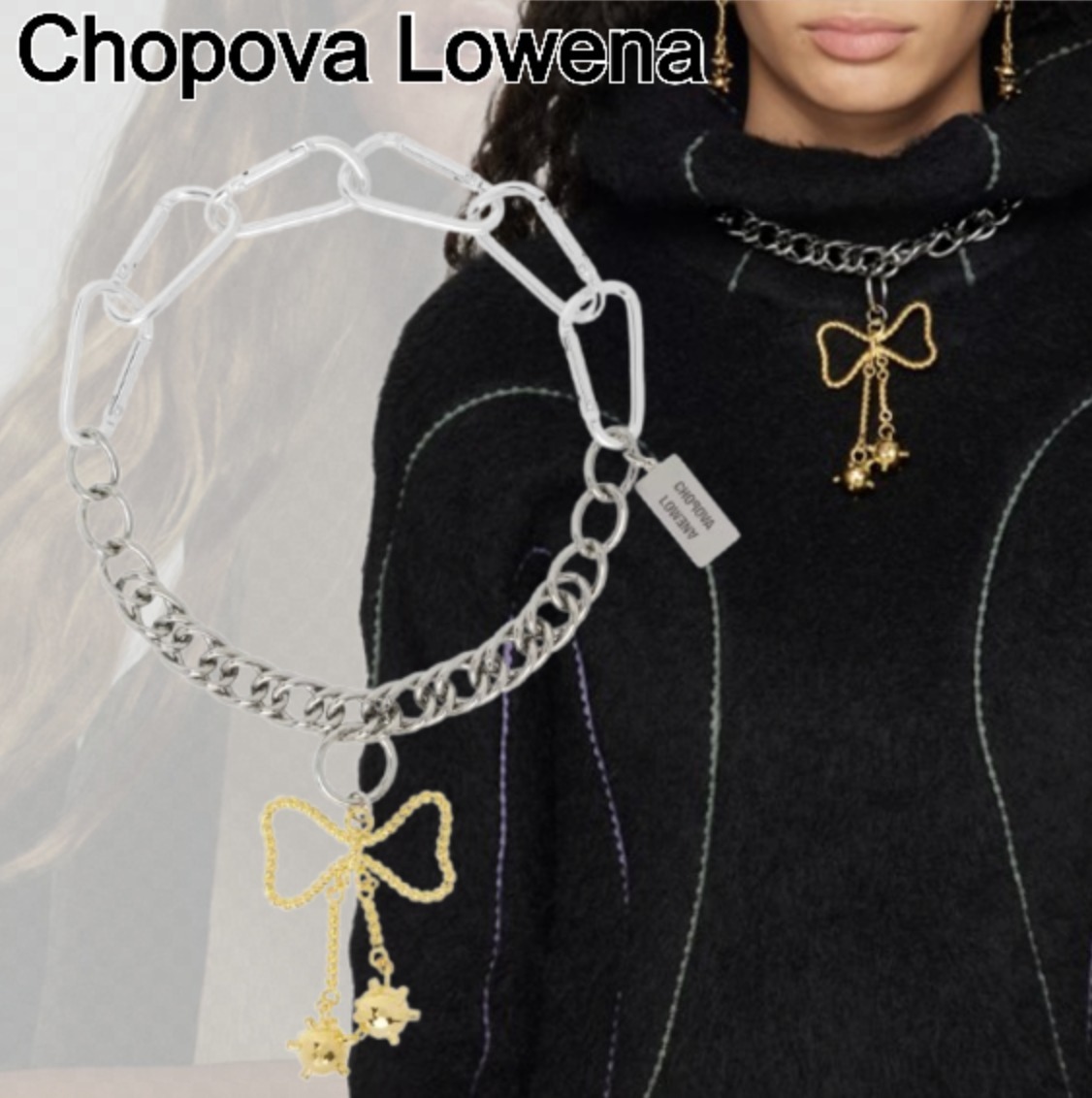 【Chopova Lowena】シルバー Mace Bow ネックレス