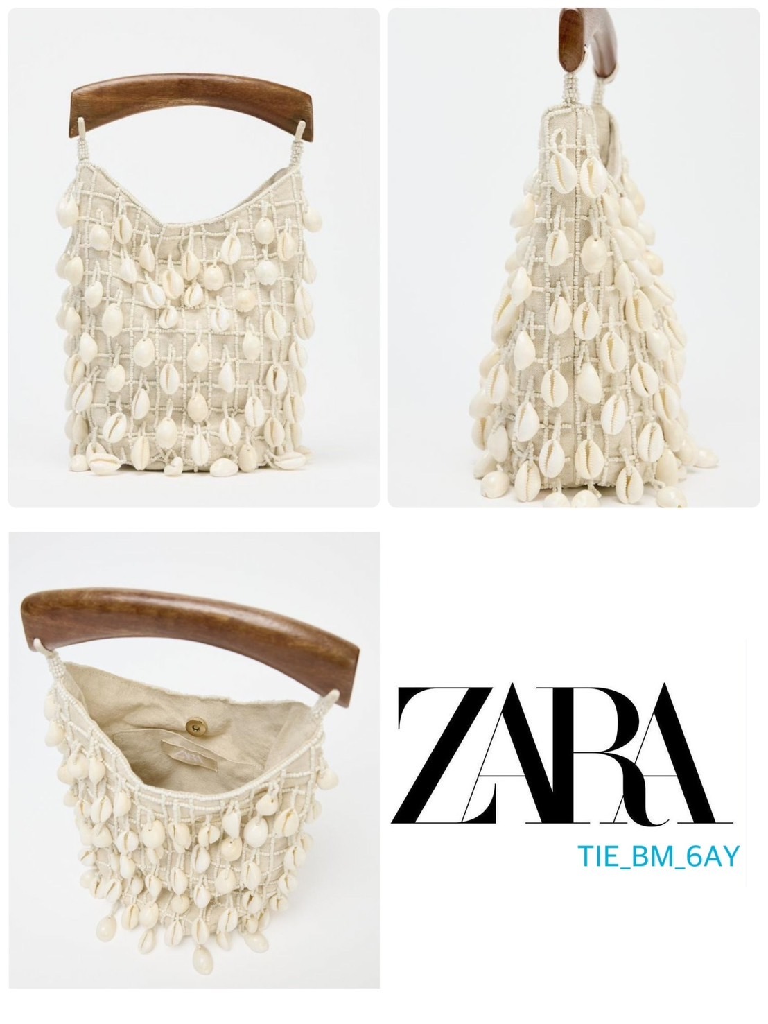 スペイン発送 ZARA ビーズ付き生地引き手 上品カジュアル 最新作