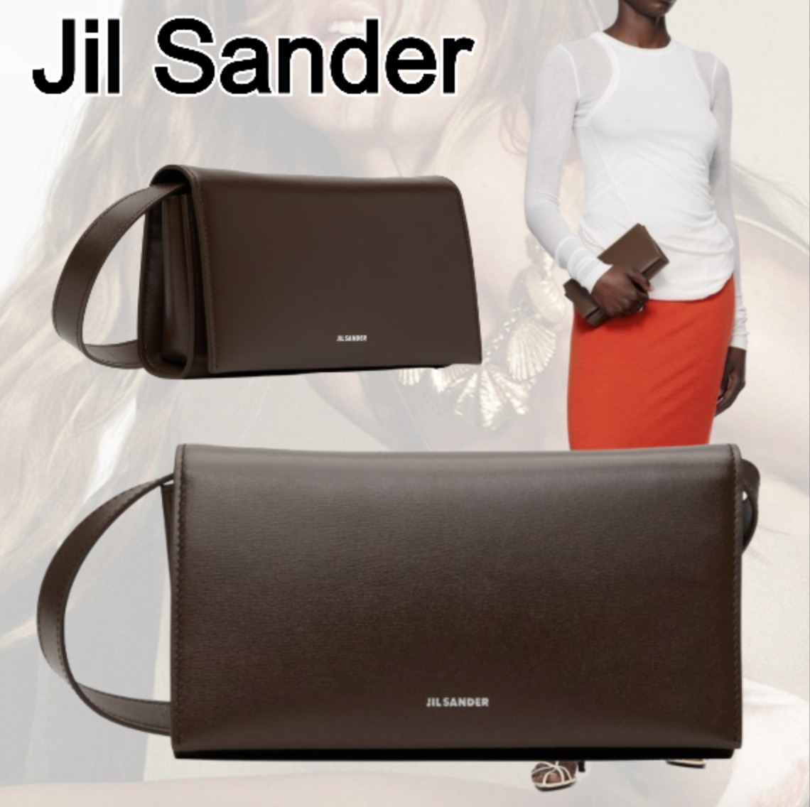 【Jil Sander】バーガンディ All-Day バッグ