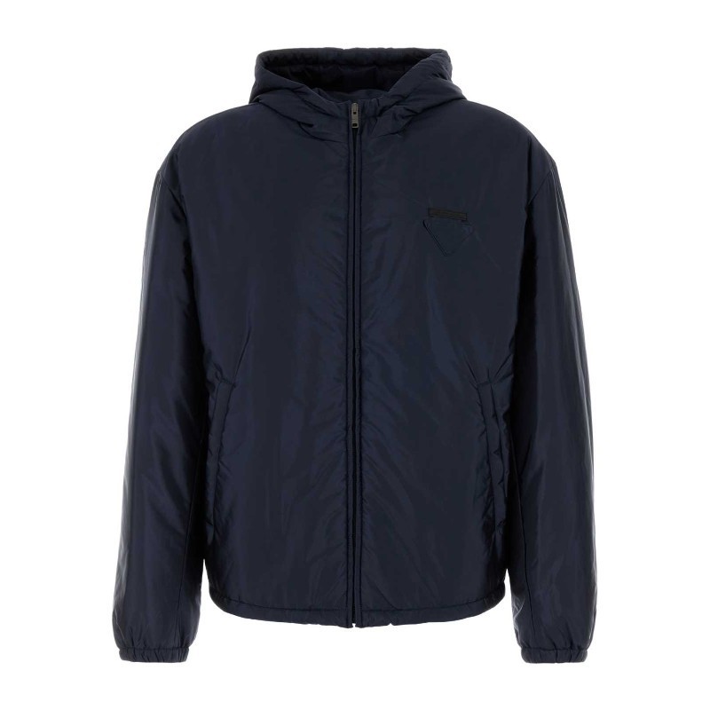ダウンジャケット PRADA Navy blue Re-Nylon padded jacket