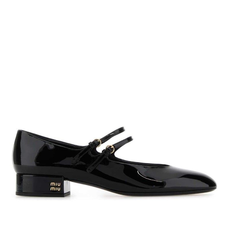 パンプス MiuMiu FW25 Black leather pumps (5I522EF025069 F0002)