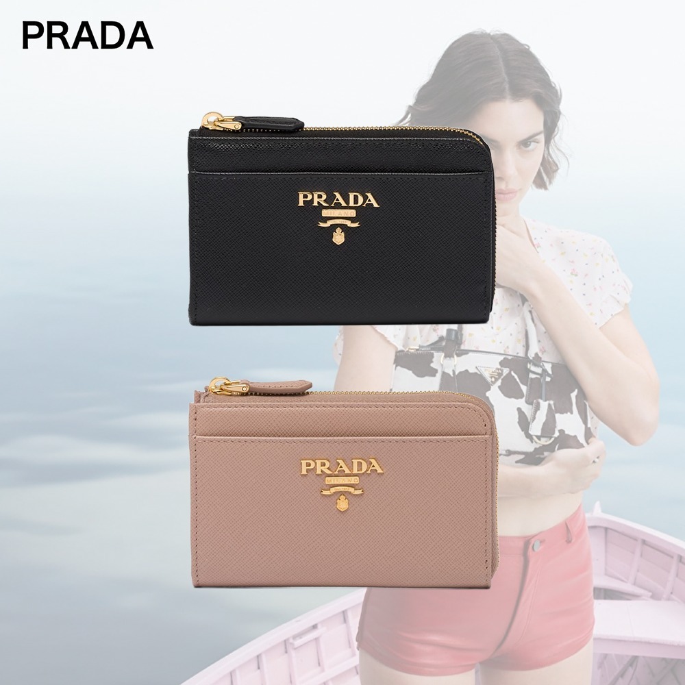 【希少】PRADA ロゴ入り サフィアーノレザー キーホルダー 2色