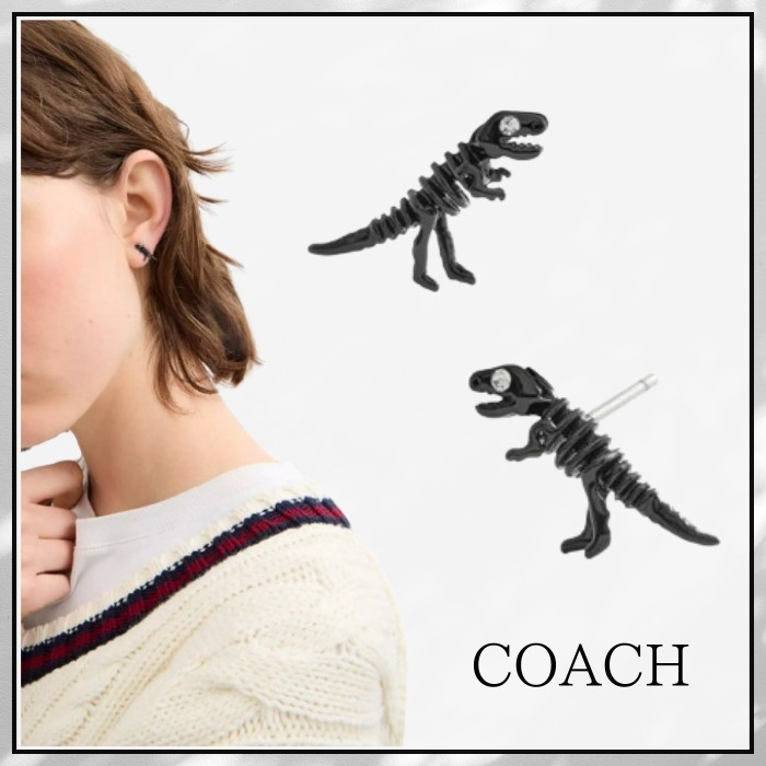 COACH レクシー恐竜ピアス＊ブラックスケルトン CZ装飾