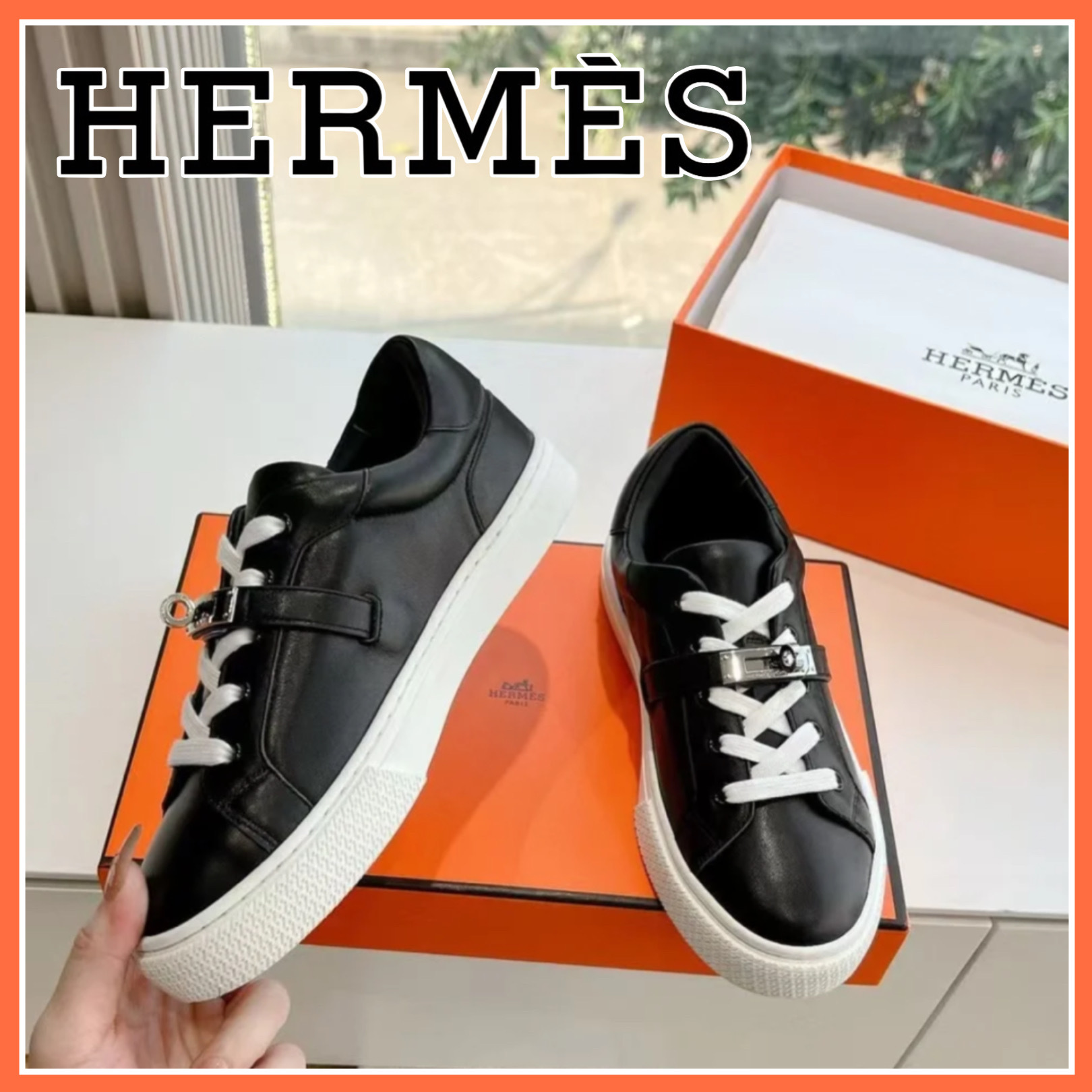 《人気のケリーバックル》HERMES スニーカーデイズ ブラック