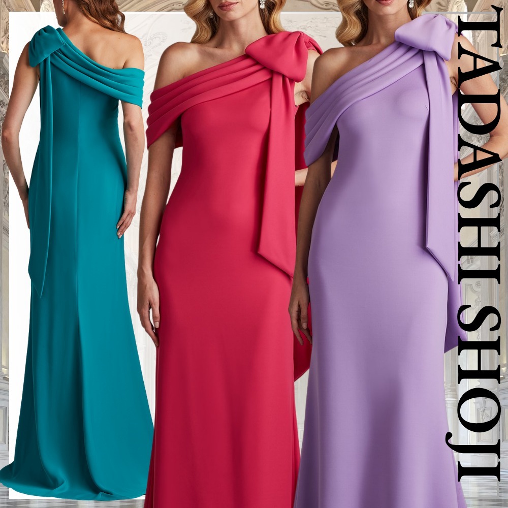 優美な肩リボンを魅せて【TADASHI SHOJI】ボウショルダー ドレス