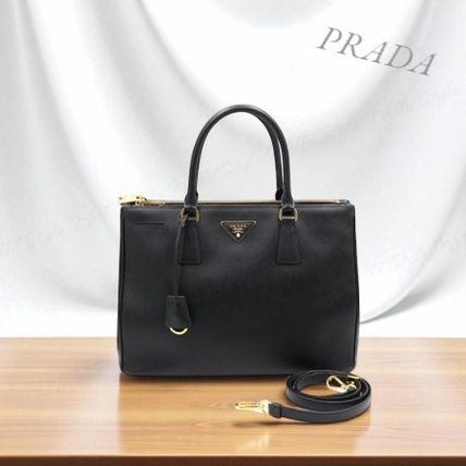 関税込★VIP価格【PRADA】レザーダブルハンドルバッグ ダブルバッグ PRADA(プラダ) バッグ・カバン(レディース) - 海外